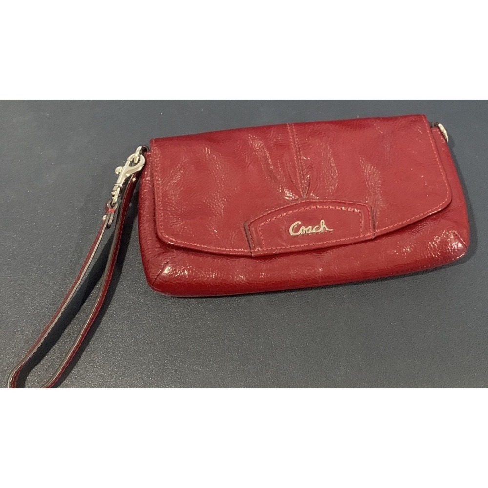 Y2K Coach Ashley Red Leather Pleated Wristlet Wallet (9"x5")